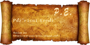 Páricsi Ernő névjegykártya